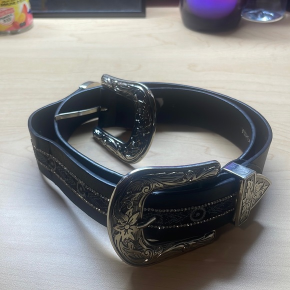 Black Belt, Double Buckle Belt for Women - Picture 1 of 4